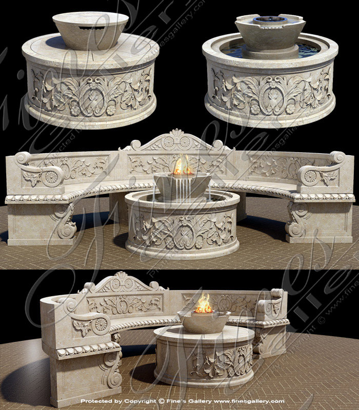 Marble Firepits  - Marble Fire Pit And Fountain - MFPT-013