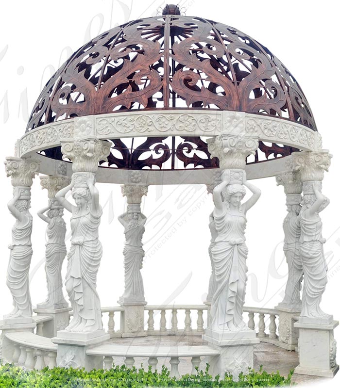 Marble Gazebos  - Roman Goddess Marble Gazebo And Filagree Cap - MGZ-287