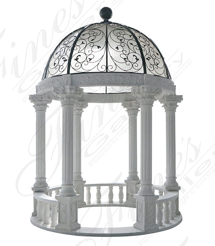 Marble Gazebos  - Corinthian Style Marble Gazebo With Dome - MGZ-294