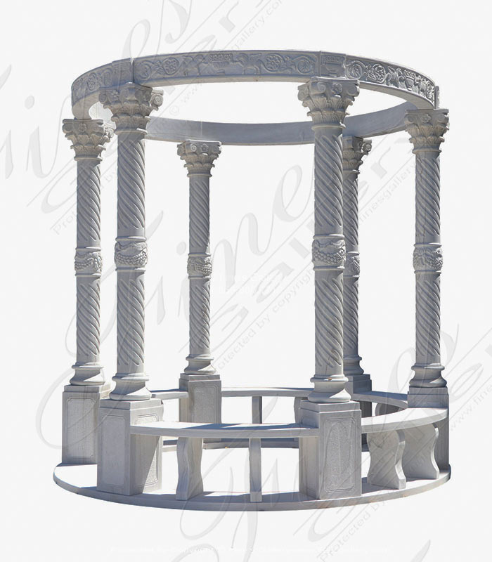 Marble Gazebos  - Marble Gazebo In Classic White Marble - MGZ-297