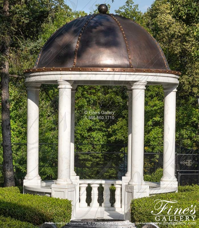 Marble Gazebos  - A Bronze Capped Gazebo In Statuary Marble - MGZ-300