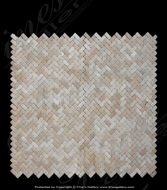 Marble Mosiacs  - Herringbone Marble Mosaic - MMT-021