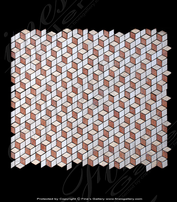 Marble Mosiacs  - Light Red Cubic Marble Mosiac - MMT-036