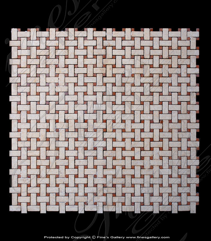 Marble Mosiacs  - Red/Beige Marble Weave Tile - MMT-041