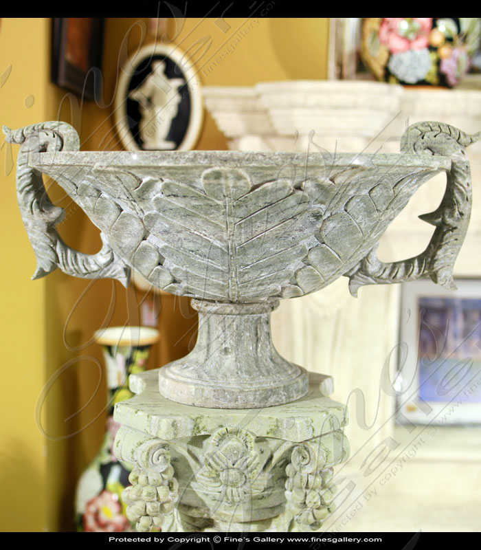 Search Result For Marble Planters  - Ornate Handles Marble Urn - MP-323