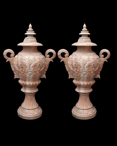 Search Result For Marble Planters  - Ornate Handles Marble Urn - MP-323