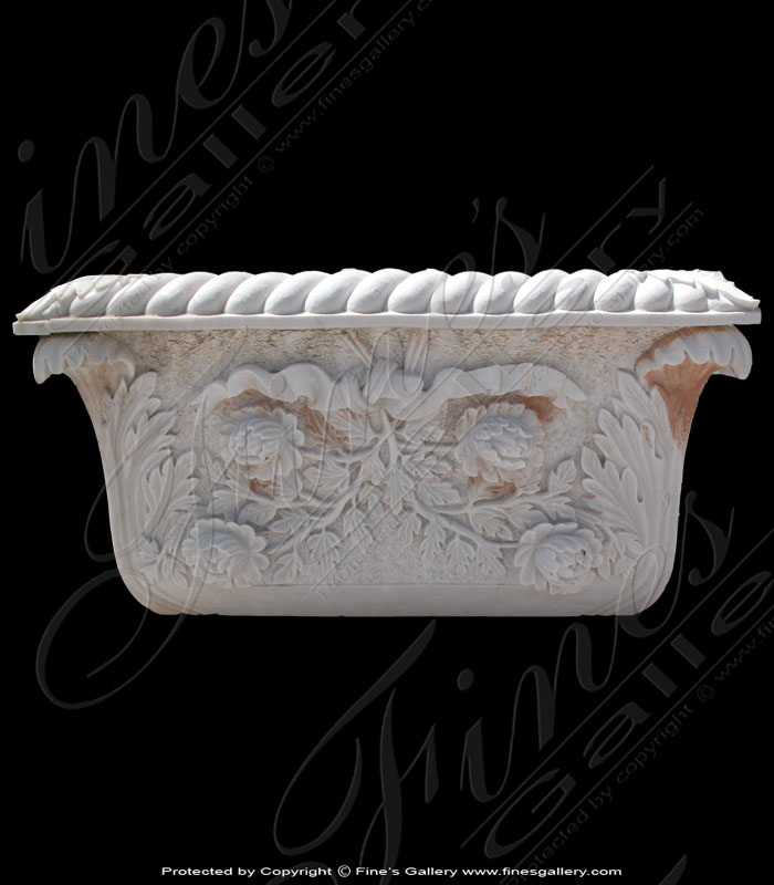 Marble Planters  - Leaf Vine Marble Planter - MP-243