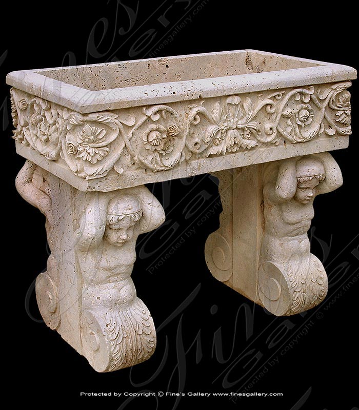 Marble Planters  - Marble Greek Figure Planter - MP-247