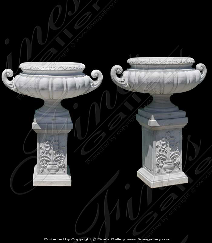 Search Result For Marble Planters  - Ornate Handles Marble Urn - MP-323