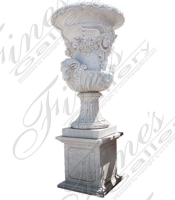 Marble Planters  - Ornate Luxury White Marble Planters - MP-317