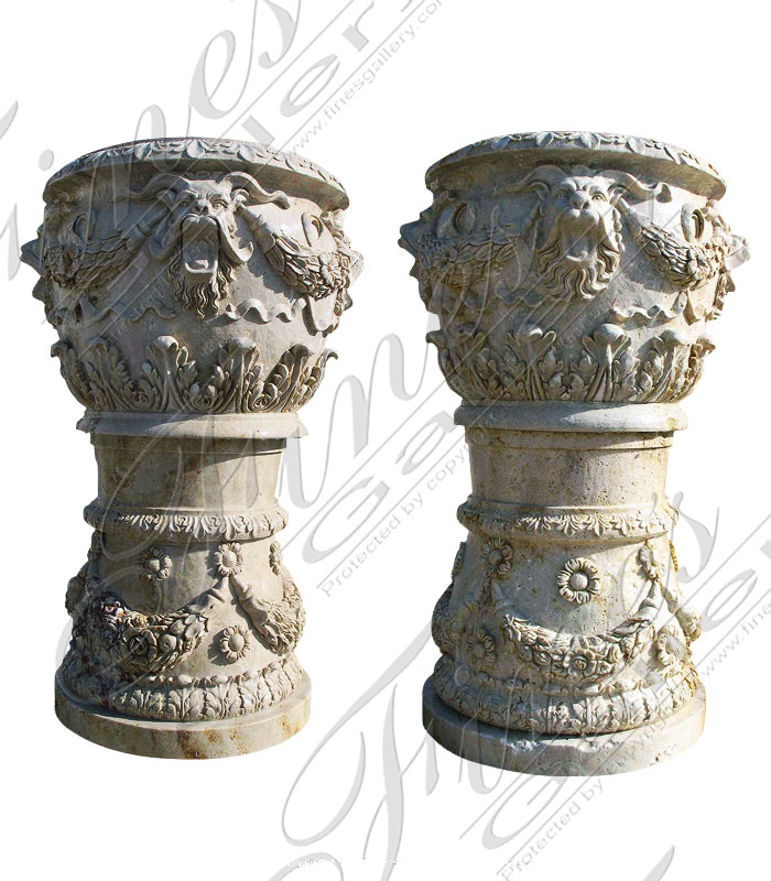 Marble Planters  - Lion Head Marble Planter - MP-245