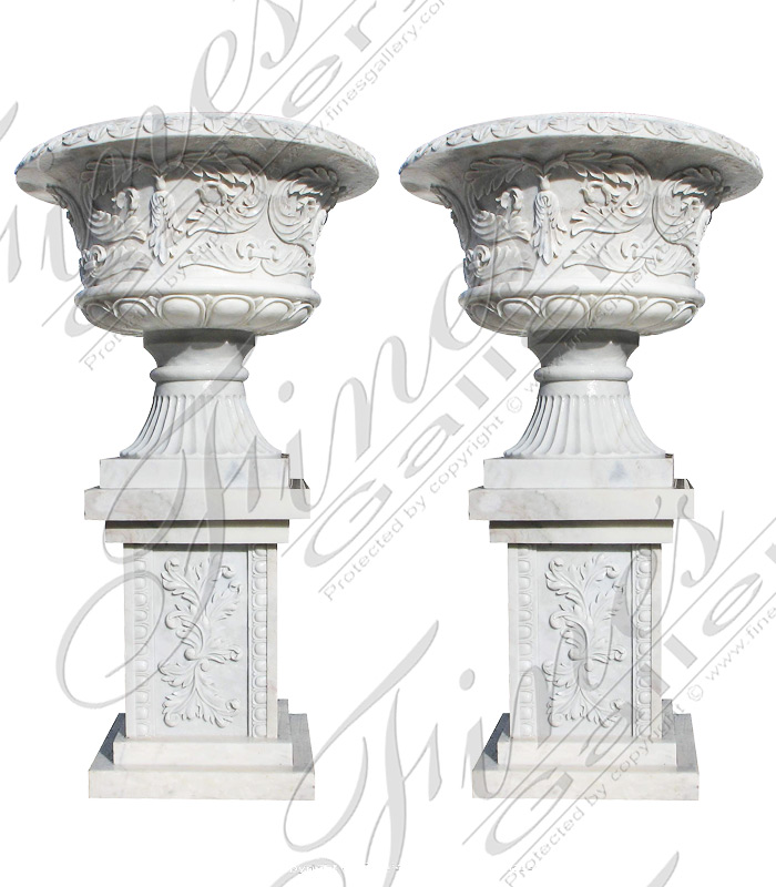 Marble Planters  - Leaf Vine Marble Planter - MP-243