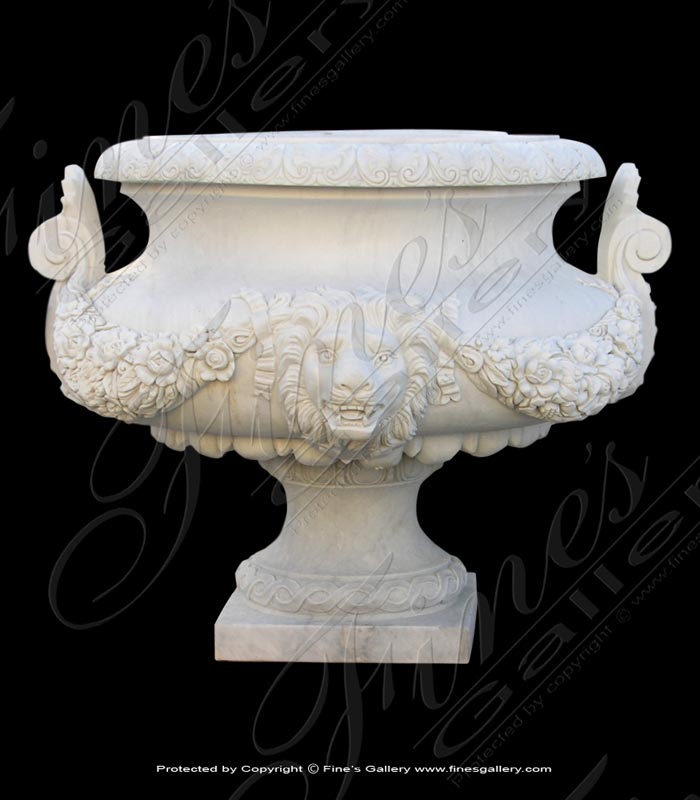 Marble Planters  - Marble And Bronze Planter Pair - MP-390