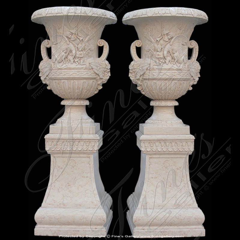 Search Result For Marble Planters  - Marble Urn & Pedestal Pair - MP-402