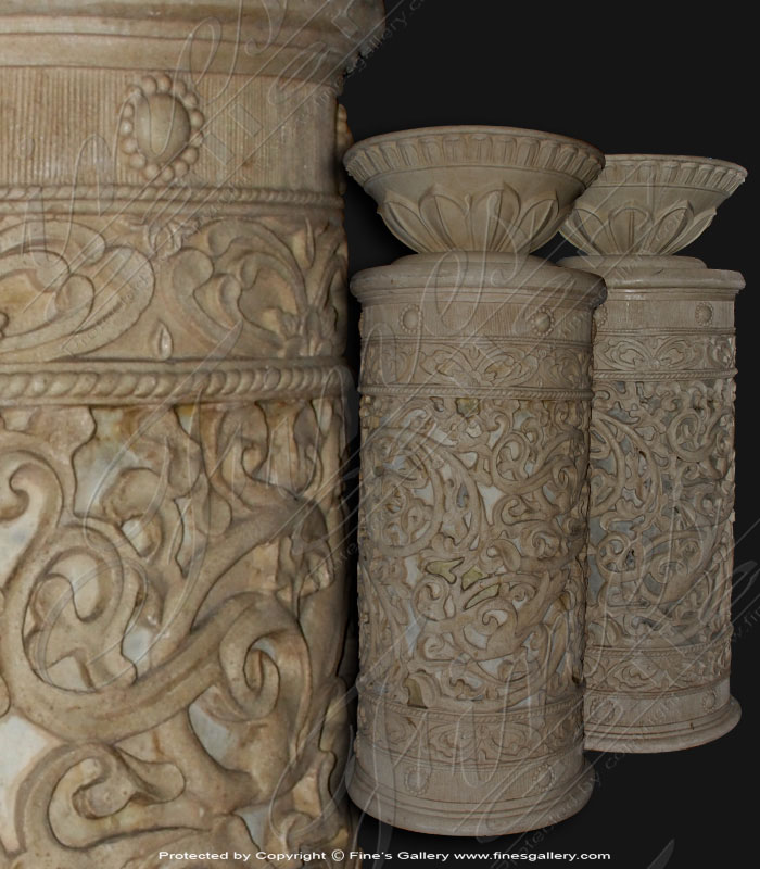 Marble Planters  - Ornate Column Planter - MP-206