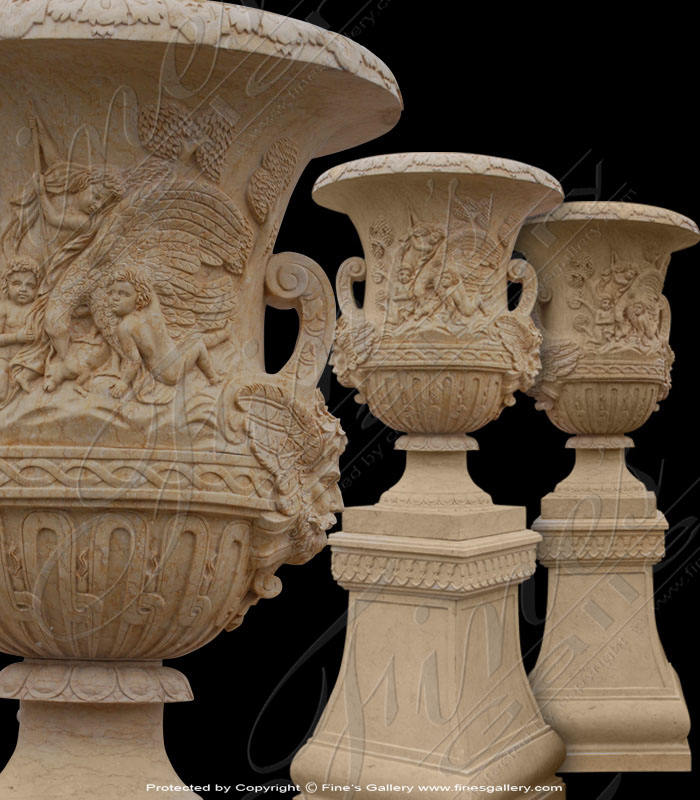 Search Result For Marble Planters  - Marble And Bronze Planter Pair - MP-390