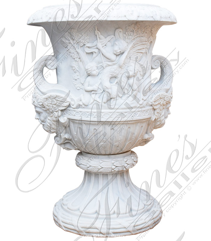 Marble Planters  - Mythical Cherub Marble Urns - MP-295