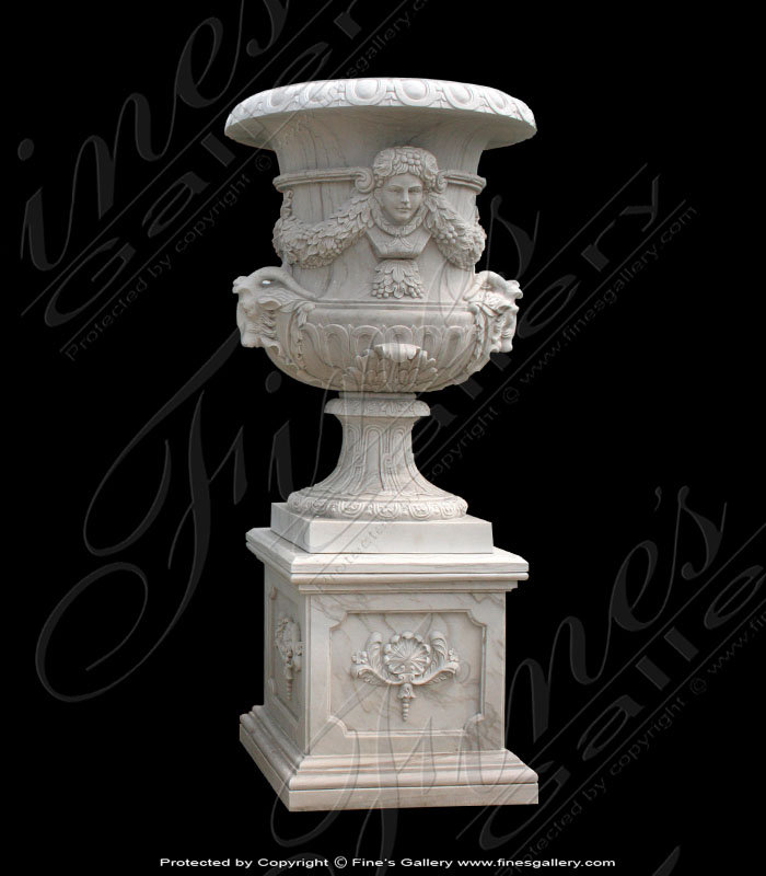 Search Result For Marble Planters  - White Marble Urn Planter - MP-368