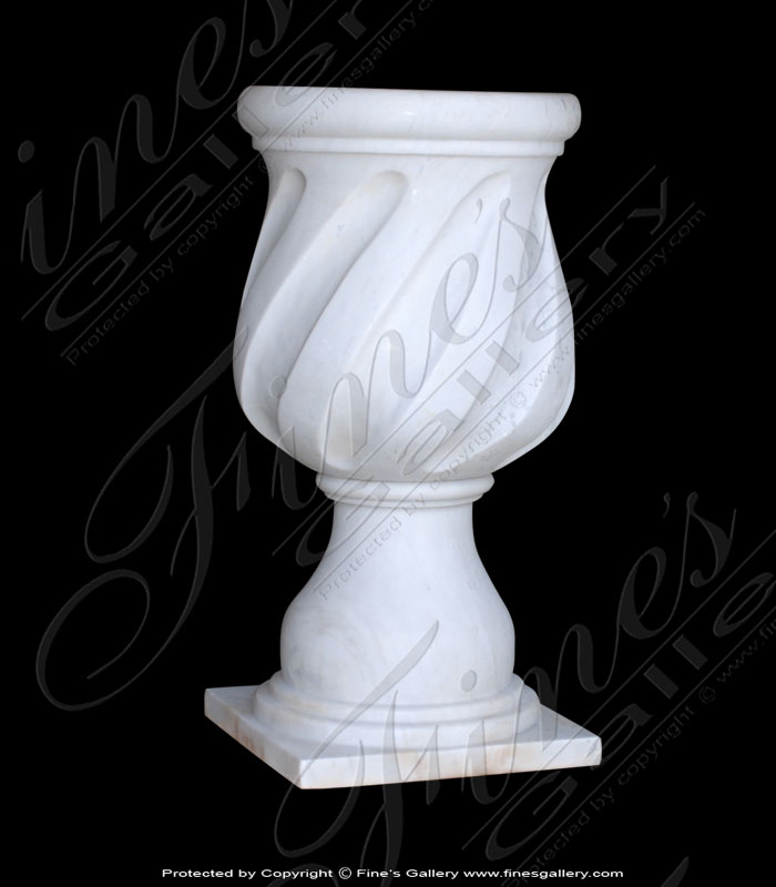 Marble Planters  - White Spiral Curve Marble Plan - MP-231