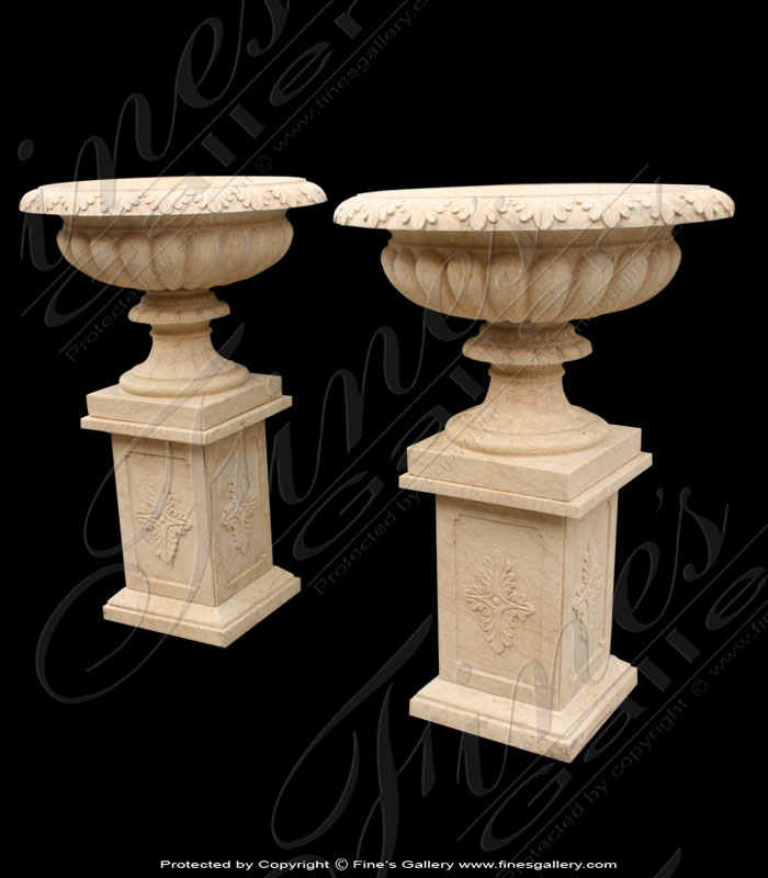 Marble Planters  - Classic Light Tan Marble Planter - MP-242