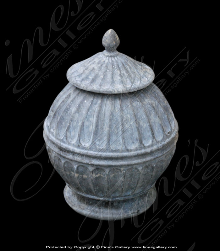 Marble Planters  - Round Gray Marble Planter - MP-258