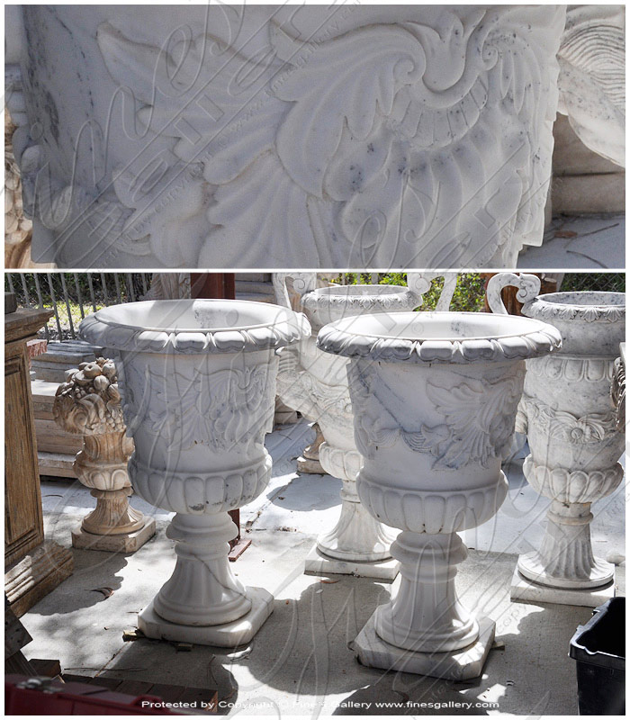 Marble Planters  - White Marble Planters - MP-273