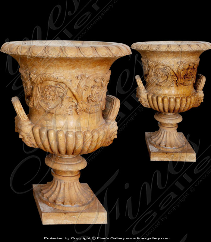 Marble Planters  - Ornate Luxury White Marble Planters - MP-317