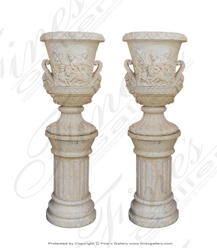 Search Result For Marble Planters  - Rosetta Marble Planter Pair - MP-175