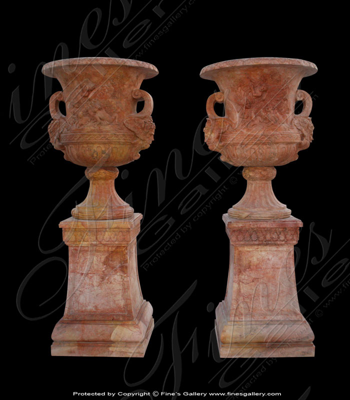 Marble Planters  - Ornate Luxury White Marble Planters - MP-317