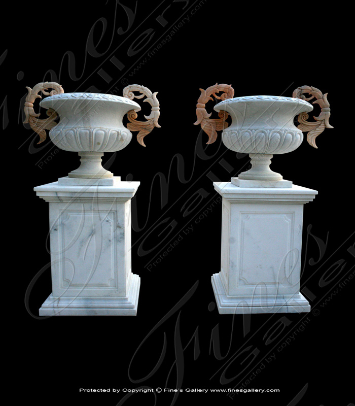 Ornate Handles Marble Urn