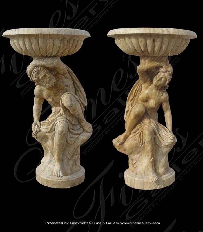 Marble Planters  - Statuary Marble Planter Pair - MP-349