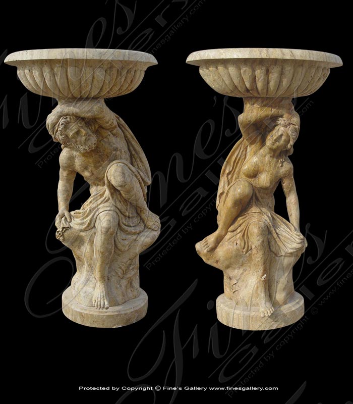 Search Result For Marble Planters  - Beige Travertine Cherub Planter - MP-176