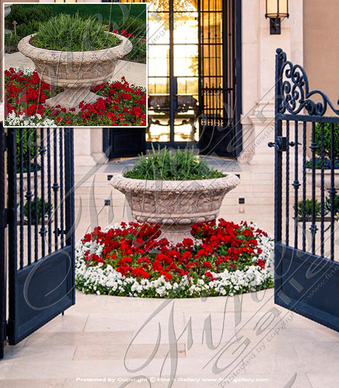 Search Result For Marble Planters  - Ornate Leaf Marble Planter - MP-214
