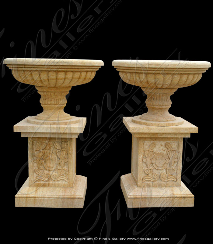 Marble Planters  - Classic Light Tan Marble Planter - MP-242