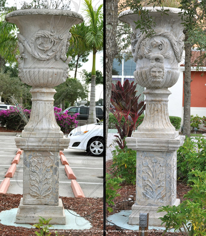 Marble Urn & Pedestal Pair