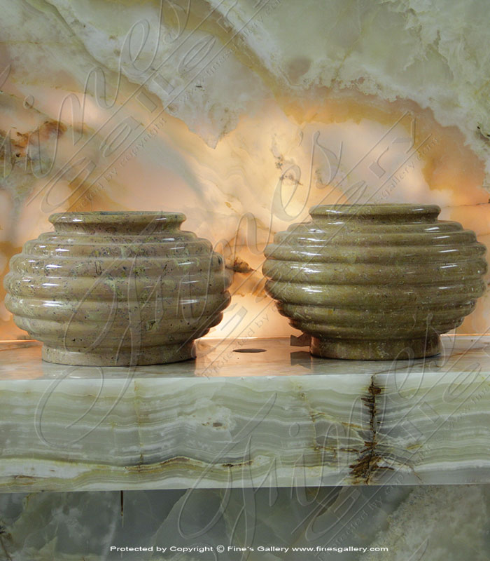 Polished Marble Vase Pair