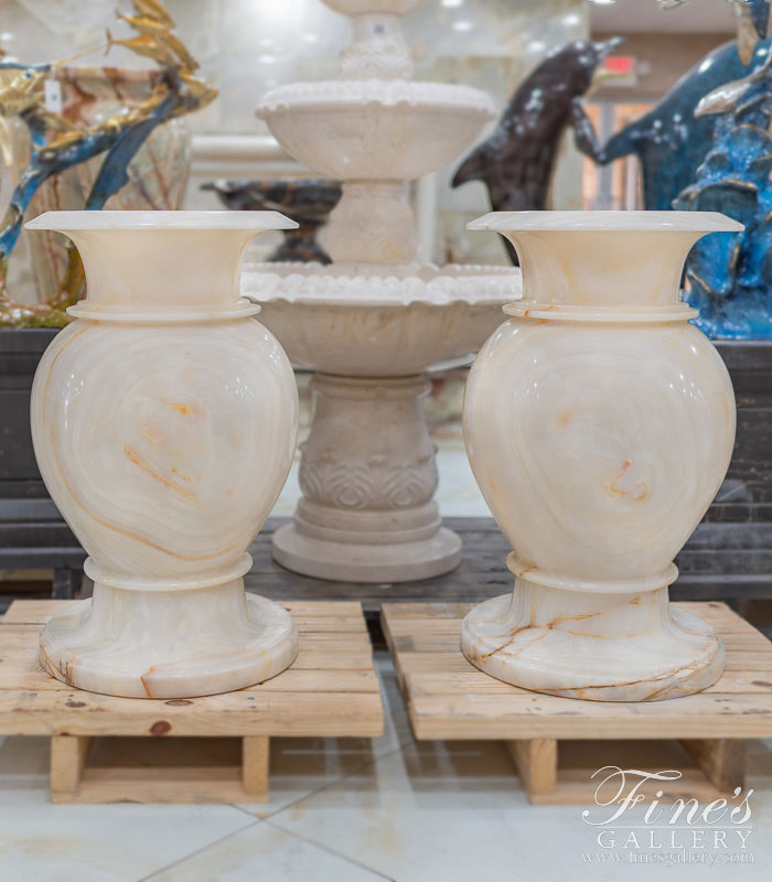 Marble Planters  - Onyx Urn Pair - MP-449