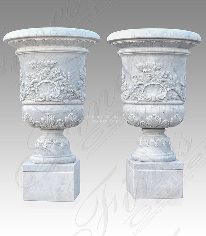 Marble Planters  - 19th Century Marble Urns - MP-457