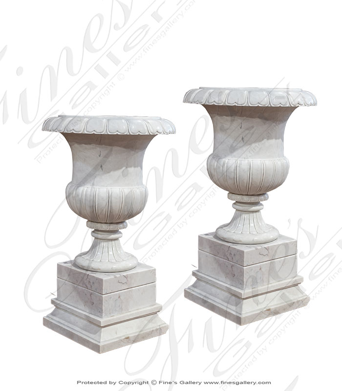 Marble Planters  - Classic White Marble Urns - MP-460