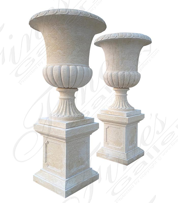 Marble Planters  - Crema Classic Marble Planter Pair - MP-462