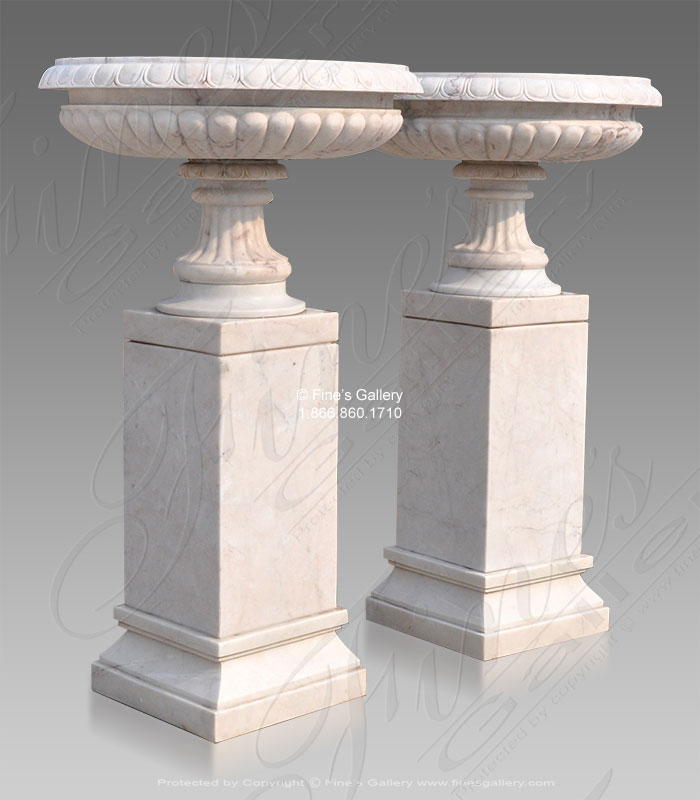 Marble Planters  - Sleek Marble Planter Pair - MP-463