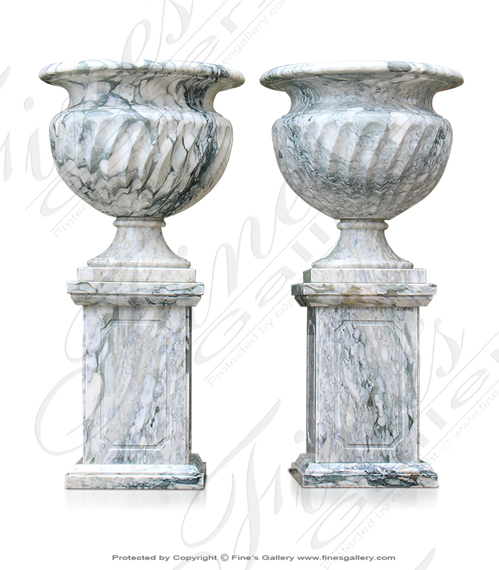 Marble Planters  - Luxurious Marble Planter Pair - MP-473