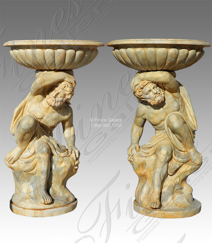 Marble Planters  - Antique Style Roman Male Planters - MP-474