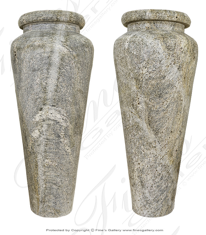Marble Planters  - Pair Of Granite Urns - MP-487