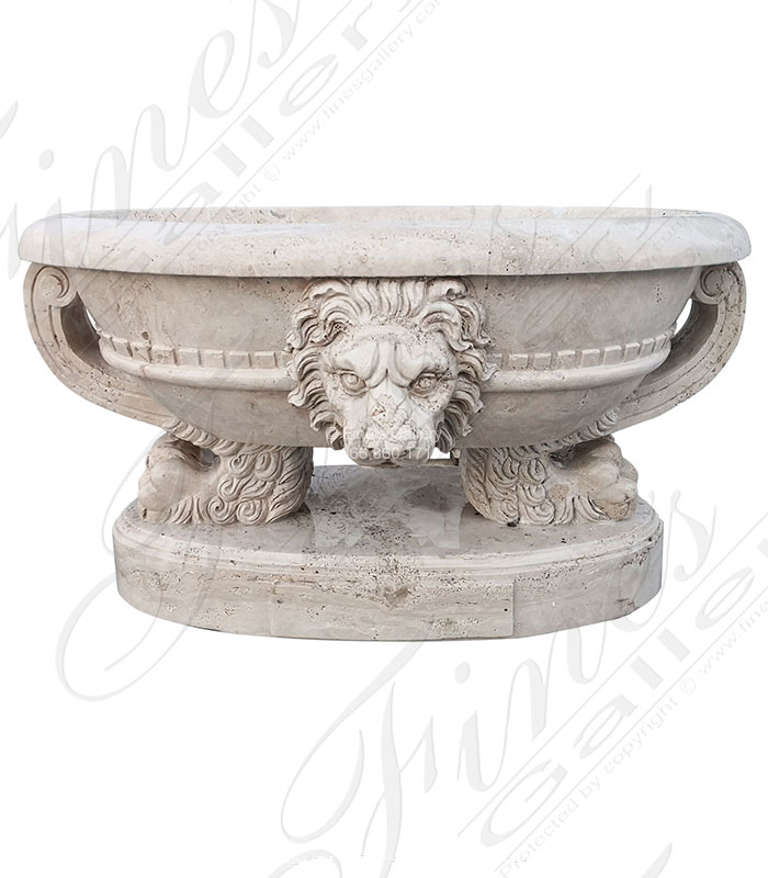 Marble Planters  - Stunning Carved Italian Roman Travertine Urn - MP-504