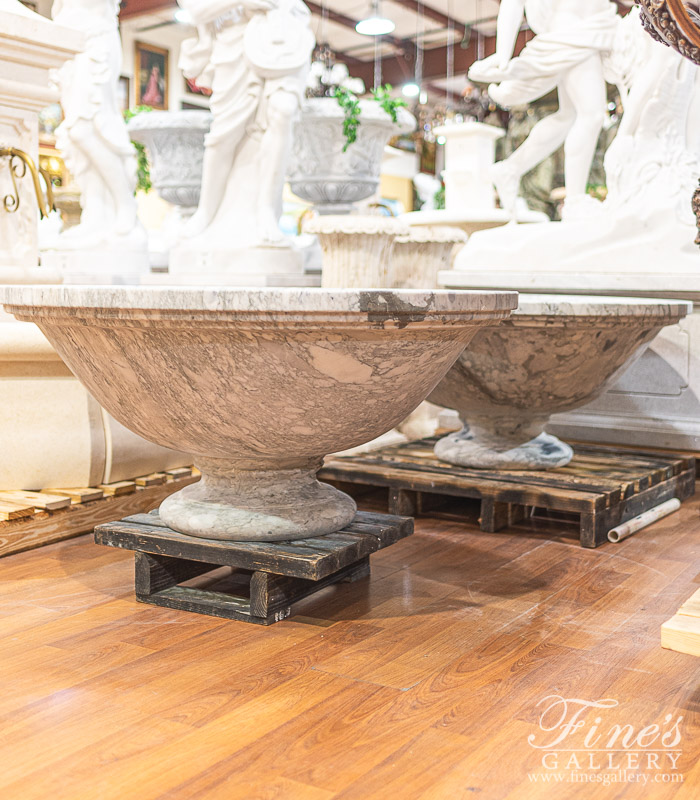 Marble Planters  - Modern Planter Pair In Arabascato Marble - MP-518