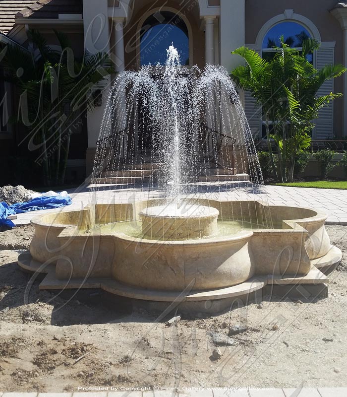 Marble Fountains  - Travertine Pool With Water Ring - MPL-299