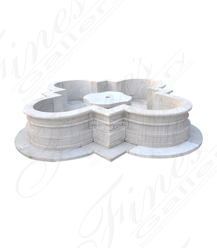 Marble Fountains  - White Marble Quatrefoil Shape Pool Surround - MPL-321