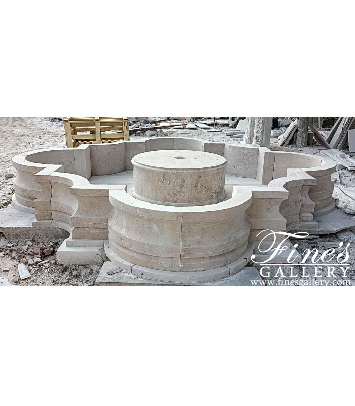 Marble Fountains  - 10 Ft Diameter Quatrefoil Shape Fountain Basin In Light Travertine - MPL-350