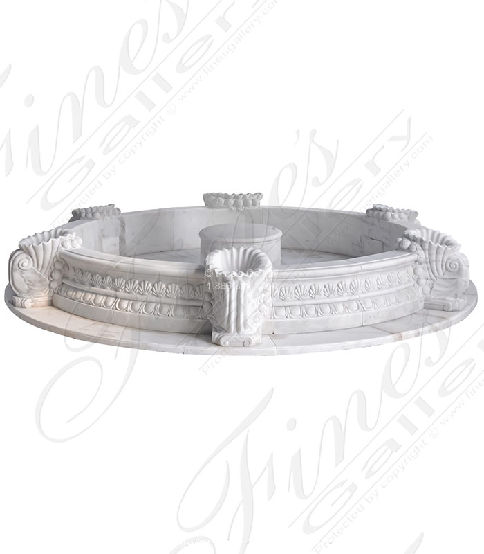 Marble Fountains  - Cornicopia Shell Pool In Light Statuary White Marble - MPL-351